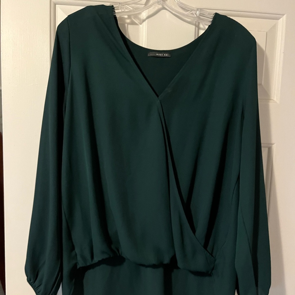 West Kei Deep Green V-Neck Blouse